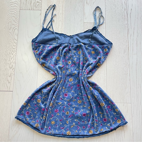 Vintage Victorias Secret Country Velour Velvet Ditsy Floral Lace Trim Tank Top - Picture 4 of 17
